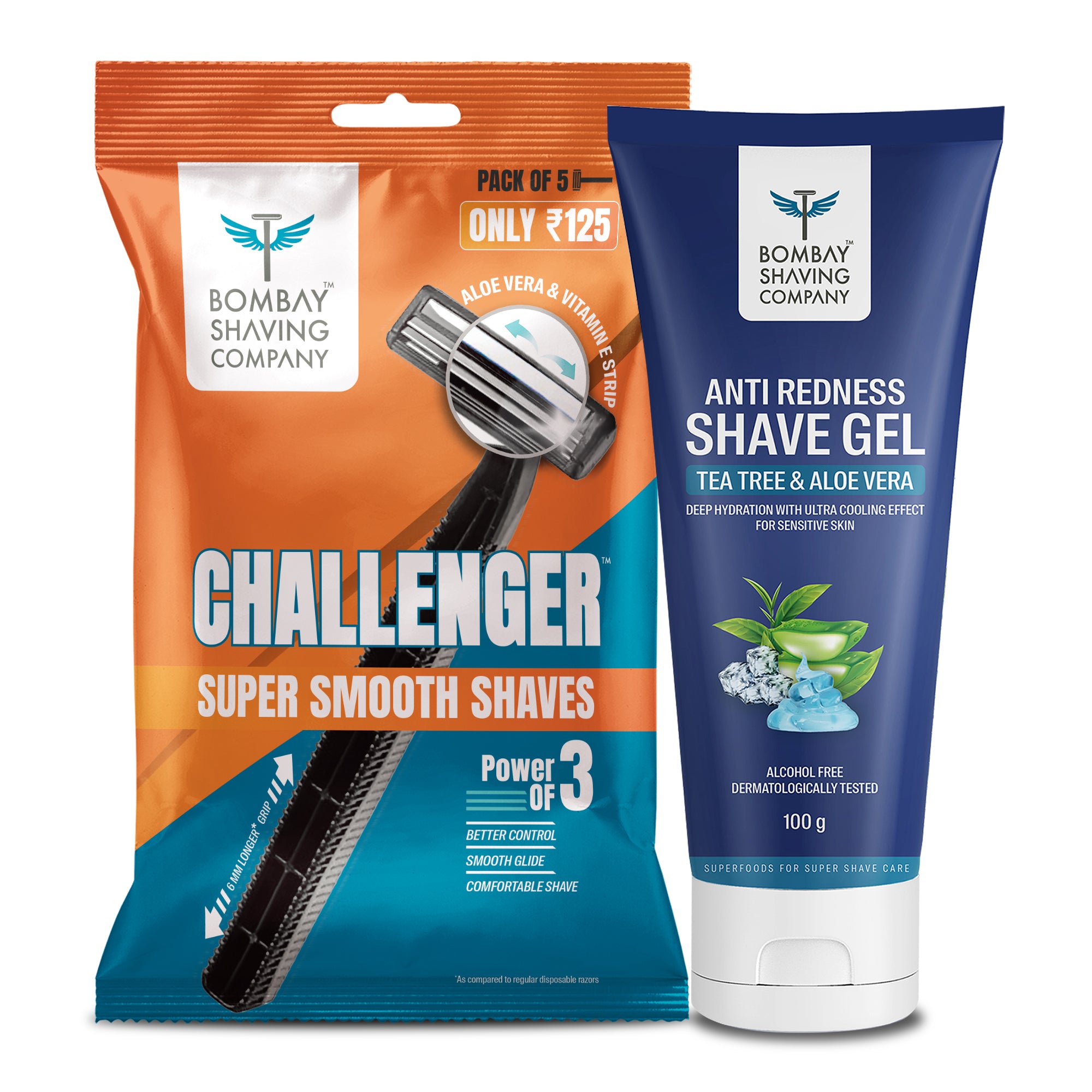 Challenger Razor (Pack Of 5) & Shaving Gel Combo Bombay Shaving Company