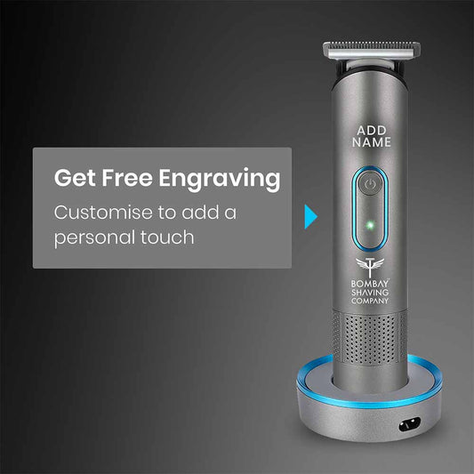 free engraving on signature grey trimmer